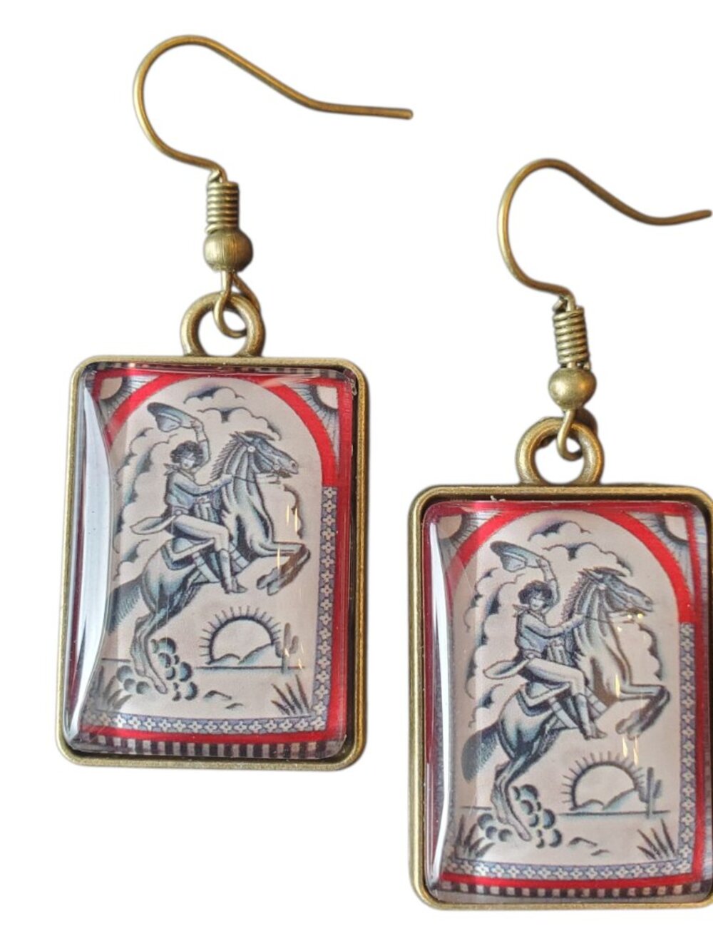 Bucking Bronco Brass Earrings